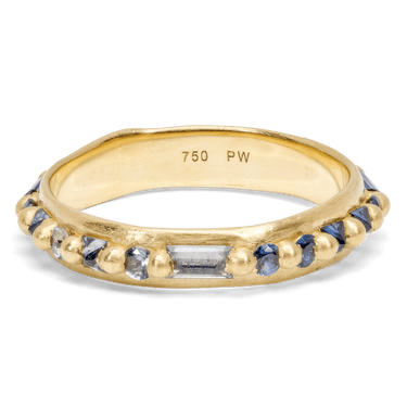 Slim Mix Cut Blue Nina Pinch Ring - Polly Wales Fine Jewelry,